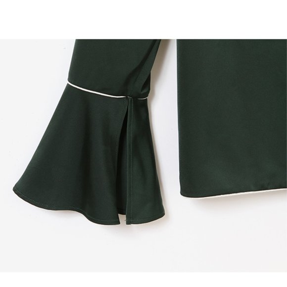 NWOT Simple Retro Dark Green Blouse - Picture 11 of 12